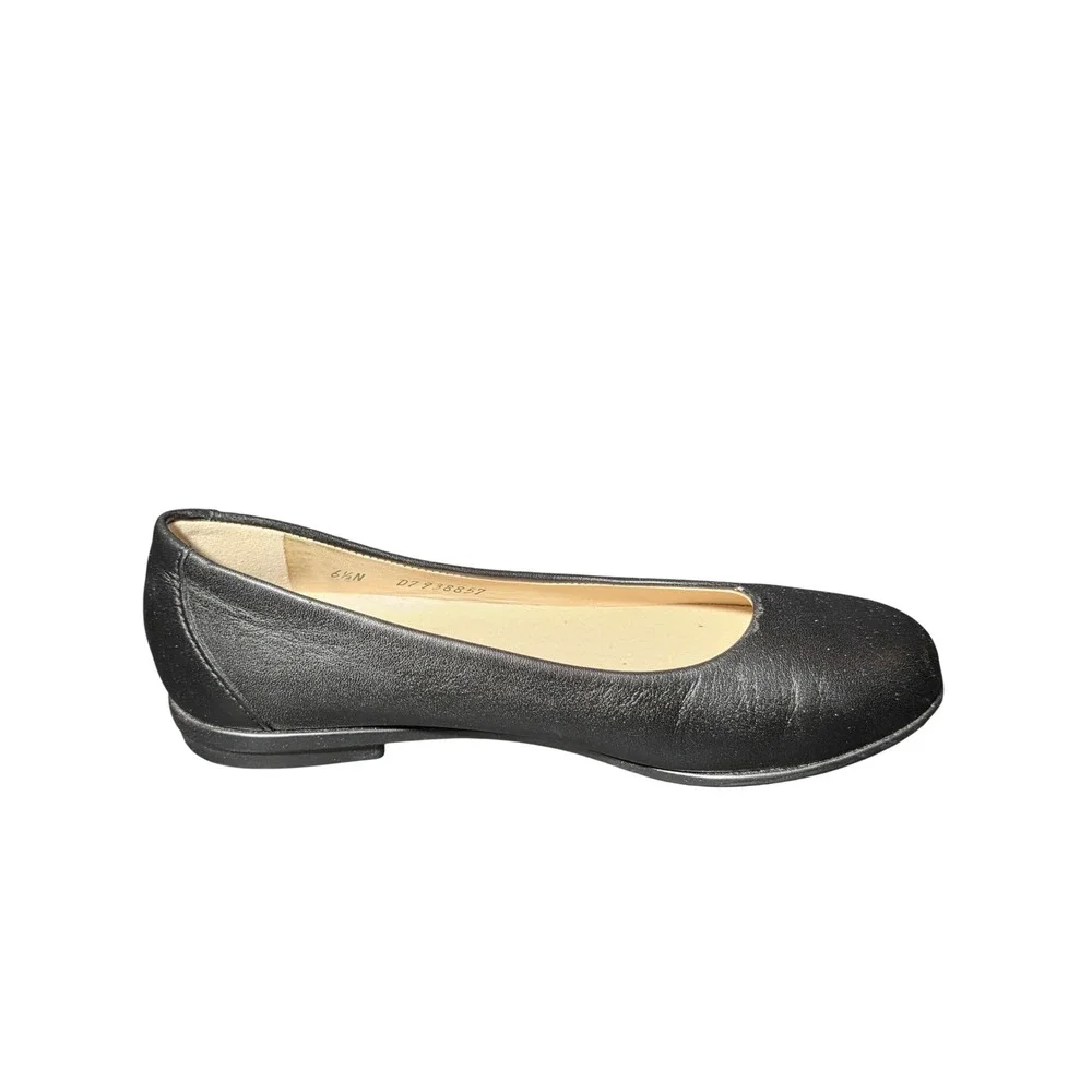 SAS Scenic Black Leather Ballet Flats Womens 6.5 N Narrow‎ Made in USA D7 938857